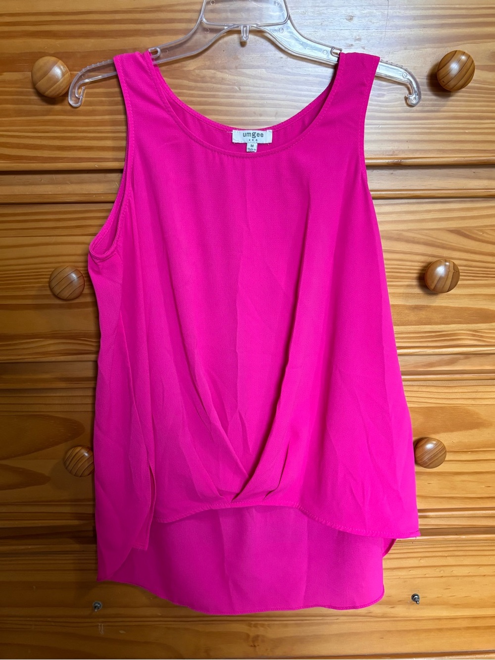 Umgee Hot Pink Layered Sleeveless Chiffon Tank